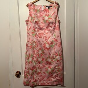 Brooks Brothers Pink and Green Floral Midi Dress